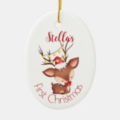 パーソナライズされたベビー初めてのクリスマスオーナメント セラミックオーナメント (正面)