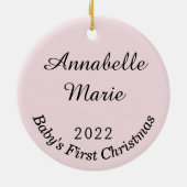 パーソナライズされたベビー初めてのクリスマスオーナメント セラミックオーナメント (裏面)