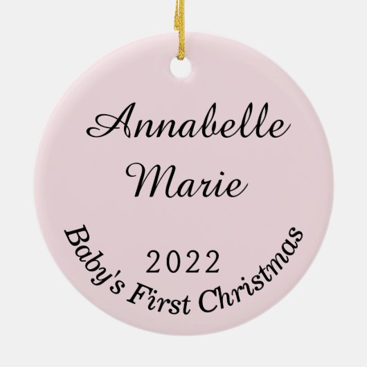 パーソナライズされたベビー初めてのクリスマスオーナメント セラミックオーナメント (裏面)