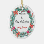 パーソナライズされたベビー初めてのクリスマスオーナメント セラミックオーナメント (右)