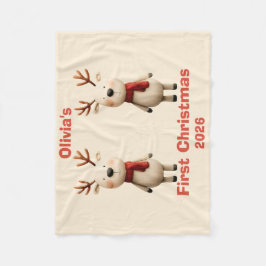 パーソナライズされたベビー初めてのクリスマスオーナメント フリースブランケット