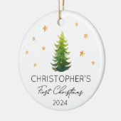 パーソナライズされたベビー初めてのクリスマスフェスティバルツリー セラミックオーナメント (左)