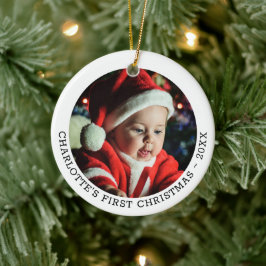 パーソナライズされたベビー初めてのクリスマス写真テンプレート セラミックオーナメント