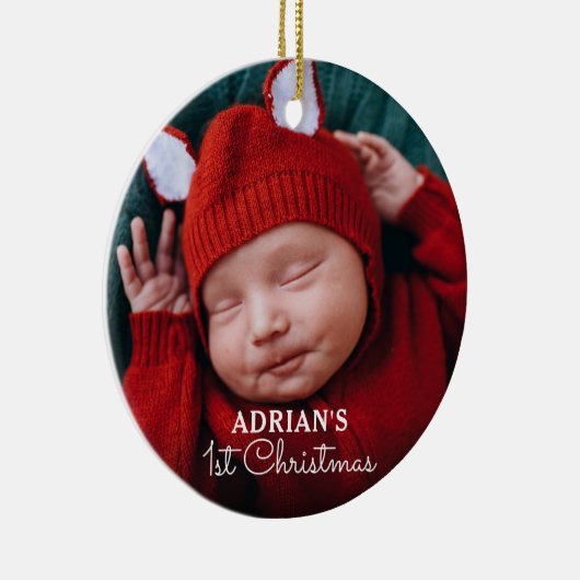 パーソナライズされたベビー初めてのクリスマス セラミックオーナメント (右)