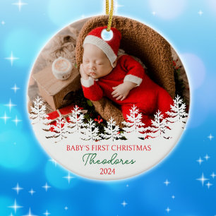 パーソナライズされたベビー初めてのクリスマス セラミックオーナメント