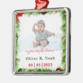 パーソナライズされたベビー初めてのクリスマス メタルオーナメント (左)