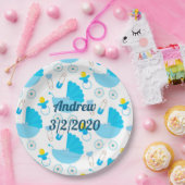 パーソナライズされたベビー名と誕生日 ペーパープレート (パーティー)