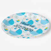 パーソナライズされたベビー名と誕生日 ペーパープレート (アングル)