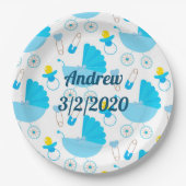 パーソナライズされたベビー名と誕生日 ペーパープレート (正面)