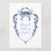 パーソナライズされたベビー名札ブルーカニ 招待状 (正面)