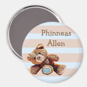 パーソナライズされたベビー名磁石かわいいテディベア マグネット (正面/裏面)