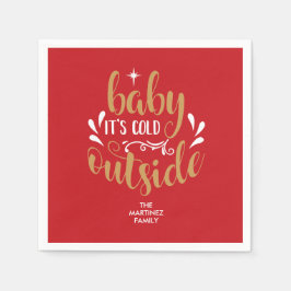 パーソナライズされたベビー外は寒い スタンダードカクテルナプキン