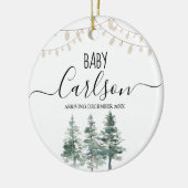 パーソナライズされたベビー明らかに妊娠パインツリーセラム セラミックオーナメント (左)