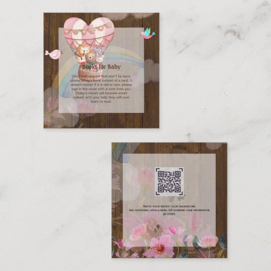 パーソナライズされたベビー温風船テーマ用ブック ノートカード (正面/裏面)