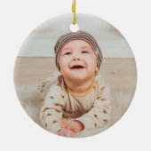 パーソナライズされたベビー献身フローラクロスフォト セラミックオーナメント (裏面)