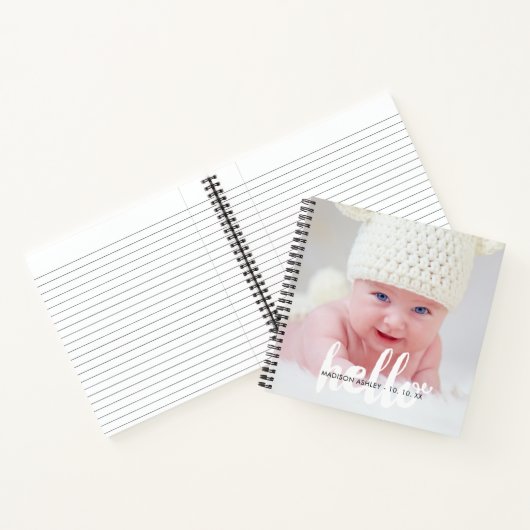 パーソナライズされたベビー発表の写真 ノートブック (内部)