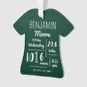 パーソナライズされたベビー発表統計クリスマス オーナメント (正面)