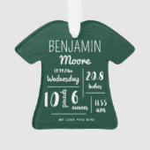 パーソナライズされたベビー発表統計クリスマス オーナメント (裏面)