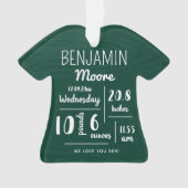 パーソナライズされたベビー発表統計クリスマス オーナメント (正面)