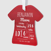 パーソナライズされたベビー発表統計クリスマス オーナメント (正面)