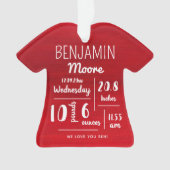 パーソナライズされたベビー発表統計クリスマス オーナメント (正面)