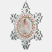 パーソナライズされたベビー第1期出産発表 スノーフレークピューターオーナメント (右)