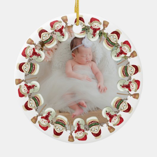 パーソナライズされたベビー第1期出産発表 セラミックオーナメント (裏面)