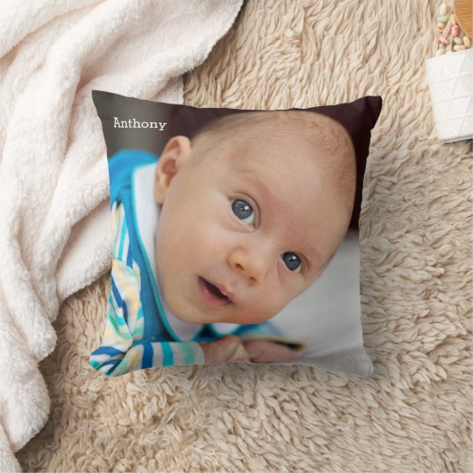 パーソナライズされたベビー装飾用クッション写真と名前の追加 クッション (ブランケット)
