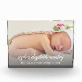 パーソナライズされたベビー誕生発表 フォトブロック (正面)