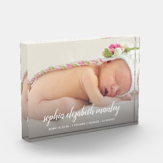 パーソナライズされたベビー誕生発表 フォトブロック (左)