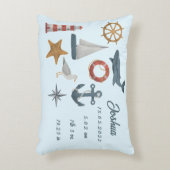 パーソナライズされたベビー誕生詳細海洋航海の アクセントクッション (正面(垂直))