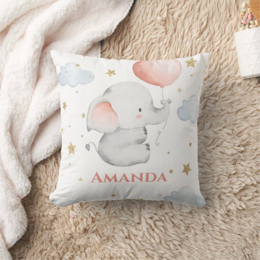 パーソナライズされたベビー象子供部屋カスタム クッション (ブランケット)