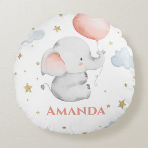 パーソナライズされたベビー象子供部屋カスタム ラウンドクッション