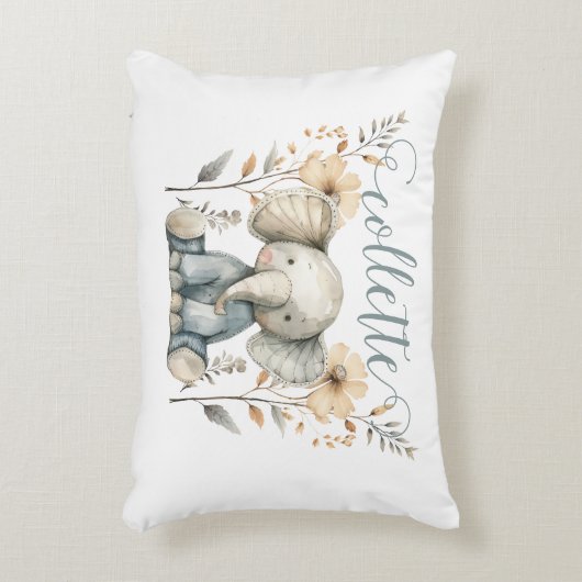 パーソナライズされたベビー象子供部屋 アクセントクッション (正面(垂直))