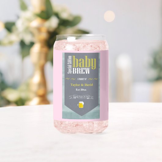 パーソナライズされたベビー醸造ビールラベルおもしろいシャワー ガラス缶 (インサイチュ (ウェディング))