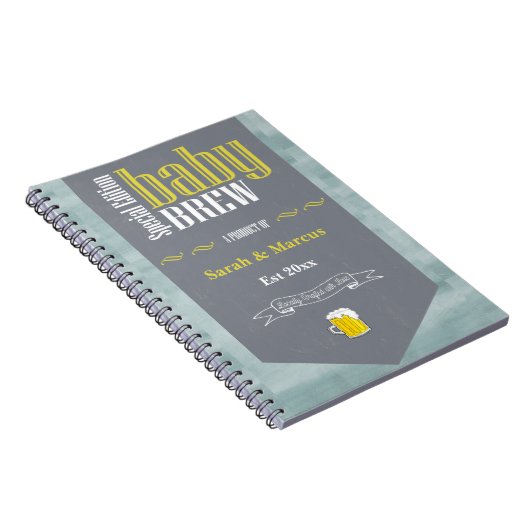 パーソナライズされたベビー醸造ビールラベルおもしろいシャワー ノートブック (右側)