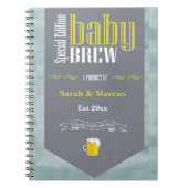 パーソナライズされたベビー醸造ビールラベルおもしろいシャワー ノートブック (正面)