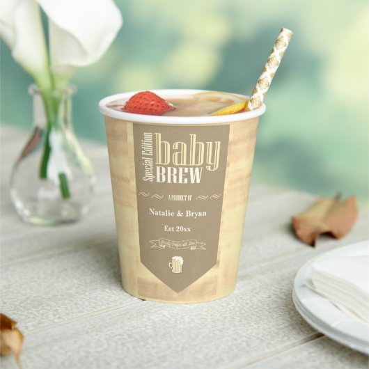 パーソナライズされたベビー醸造ビールラベルおもしろいシャワー 紙コップ (インサイチュ)