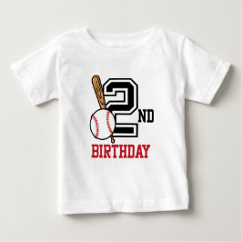 パーソナライズされたベビー野球tシャツ第2誕生日 ベビーTシャツ