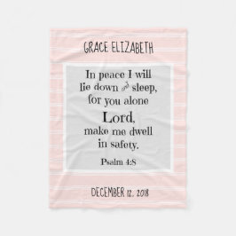 パーソナライズされたベビー、w夜間祈りの言葉（詩篇4章8節） フリースブランケット