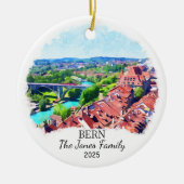 パーソナライズされたベルンオーナメント、スイスの贈り物 セラミックオーナメント (正面)