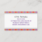 パーソナライズされたベーカリー |かわいいカップケお洒落ーキ 名刺 (裏面)