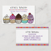 パーソナライズされたベーカリー |かわいいカップケお洒落ーキ 名刺 (正面/裏面)