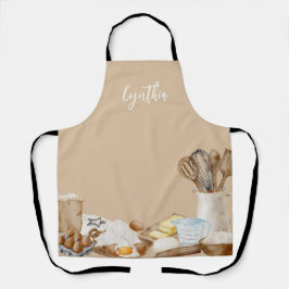 パーソナライズされたベーキングツール、カーキ、ホワイト、ブルー エプロン