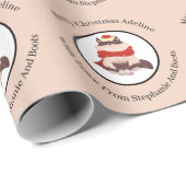 パーソナライズされたベージュのクリスマスラグドール猫 ラッピングペーパー (ロールコーナー)