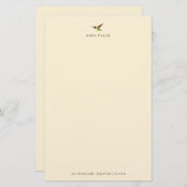 パーソナライズされたベージュ色アンナのハミングバード文房具 便箋 (正面/裏面)