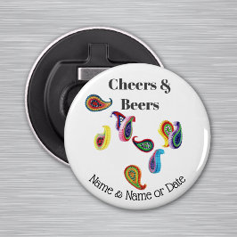 パーソナライズされたペイズリー2.25インチマグネット 栓抜き