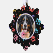 パーソナライズされたペットの写真と名前のオーナメント オーナメントカード (左)