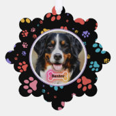 パーソナライズされたペットの写真と名前のオーナメント オーナメントカード (裏面)