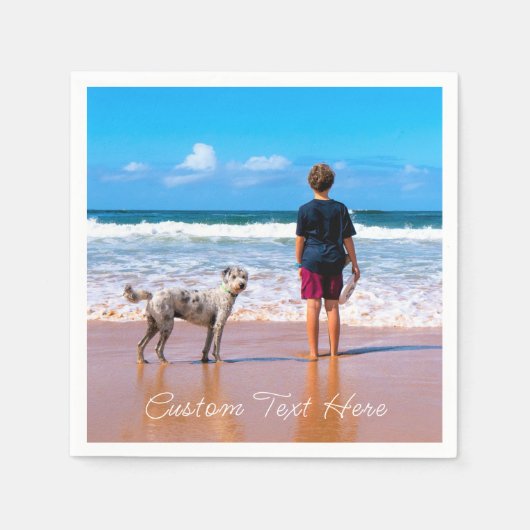 パーソナライズされたペット写真ナプキンスカスタム文字 スタンダードカクテルナプキン (正面)